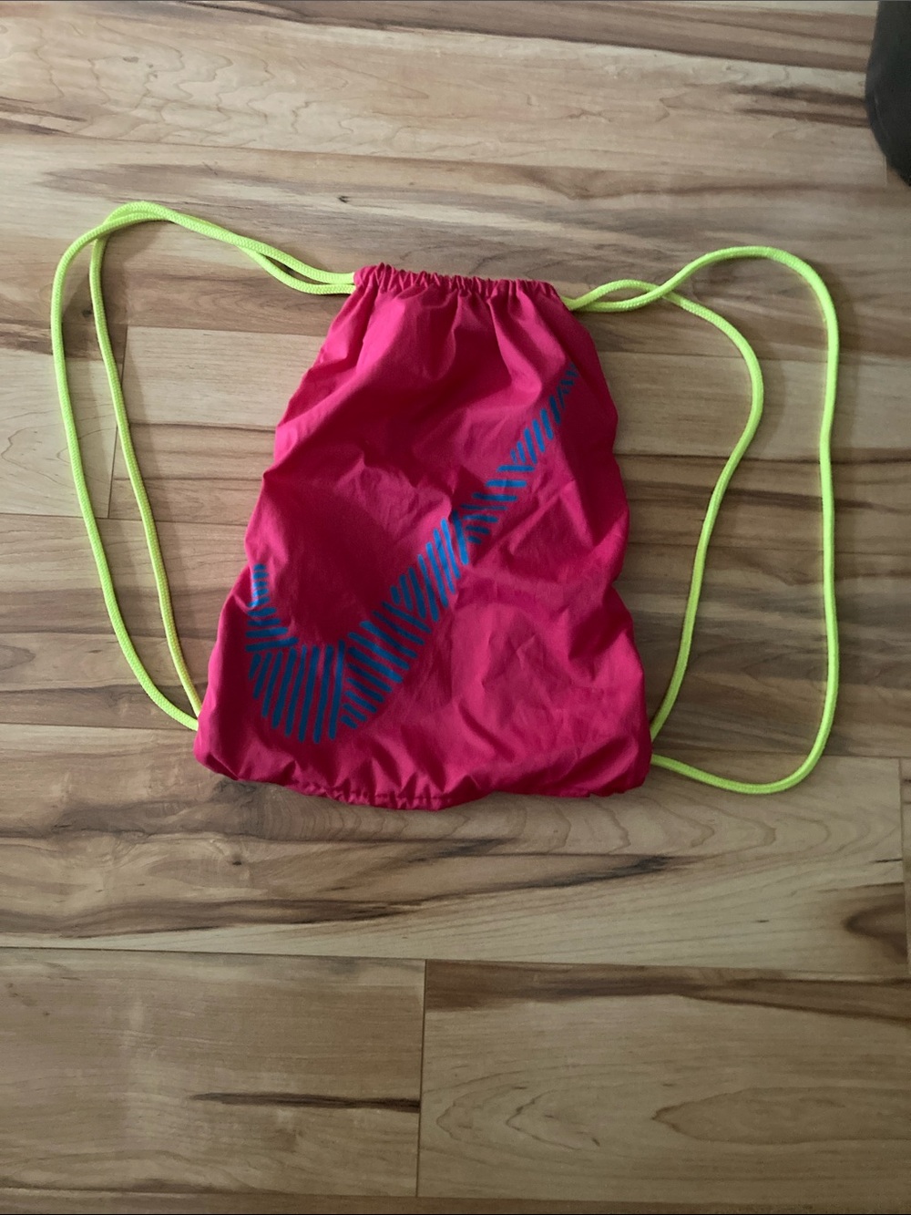 Nike Bright Pink Drawstring  Backpack with Neon Yellow Straps